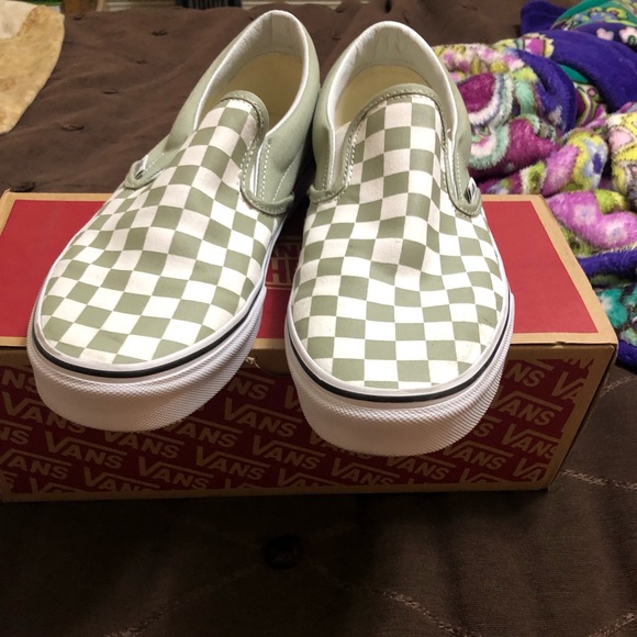 desert sage true white vans checkerboard
